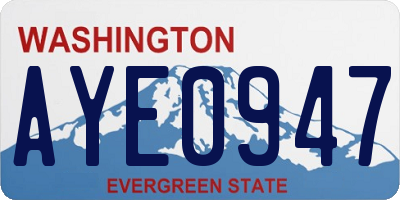 WA license plate AYE0947