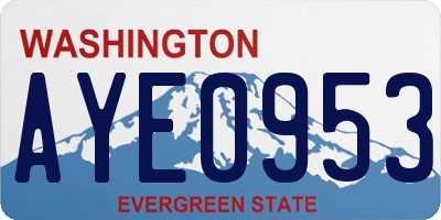 WA license plate AYE0953