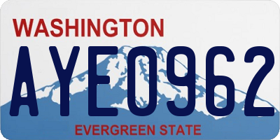 WA license plate AYE0962