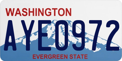 WA license plate AYE0972