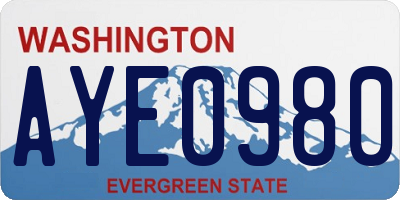 WA license plate AYE0980