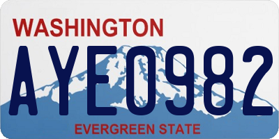 WA license plate AYE0982