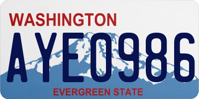 WA license plate AYE0986