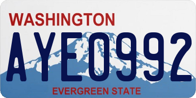 WA license plate AYE0992