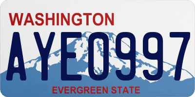 WA license plate AYE0997