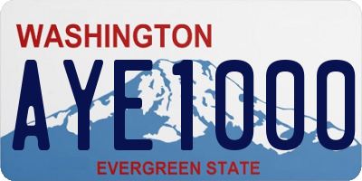 WA license plate AYE1000