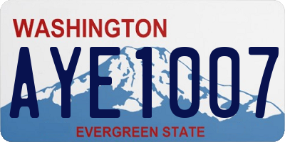 WA license plate AYE1007