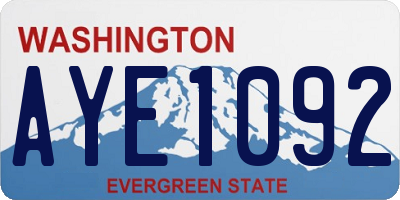 WA license plate AYE1092