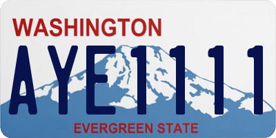 WA license plate AYE1111