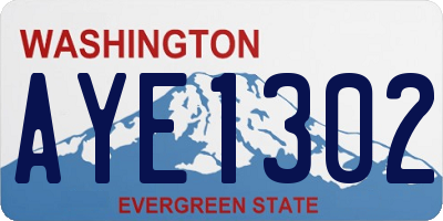 WA license plate AYE1302
