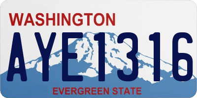 WA license plate AYE1316