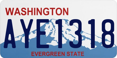 WA license plate AYE1318