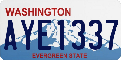 WA license plate AYE1337