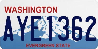 WA license plate AYE1362