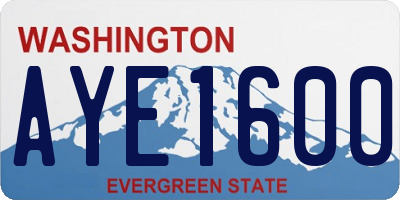 WA license plate AYE1600
