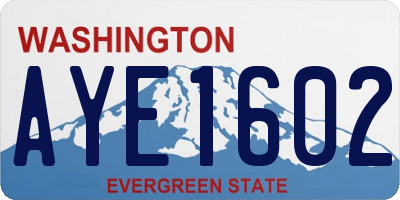 WA license plate AYE1602
