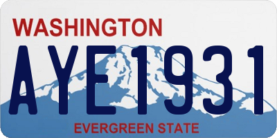 WA license plate AYE1931