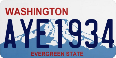 WA license plate AYE1934