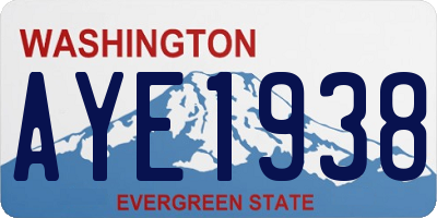 WA license plate AYE1938