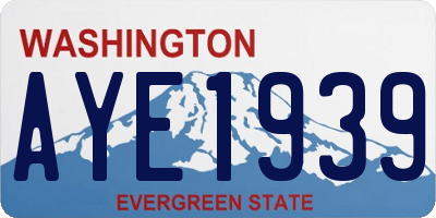 WA license plate AYE1939