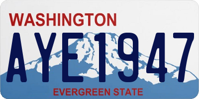 WA license plate AYE1947