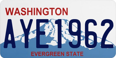 WA license plate AYE1962