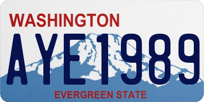 WA license plate AYE1989