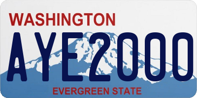 WA license plate AYE2000