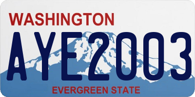 WA license plate AYE2003