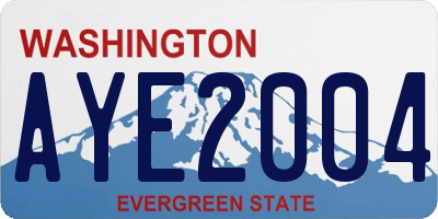WA license plate AYE2004
