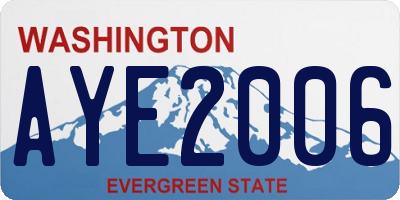 WA license plate AYE2006