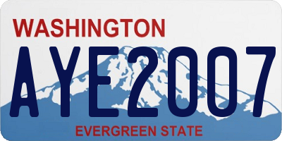 WA license plate AYE2007
