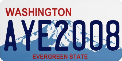 WA license plate AYE2008