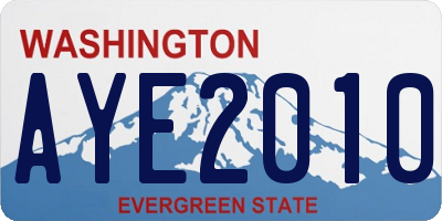 WA license plate AYE2010