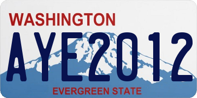 WA license plate AYE2012