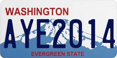 WA license plate AYE2014