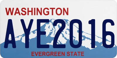 WA license plate AYE2016