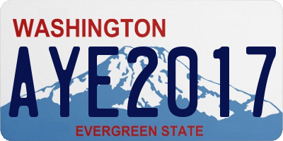 WA license plate AYE2017