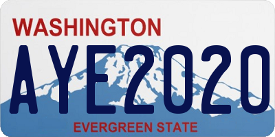 WA license plate AYE2020