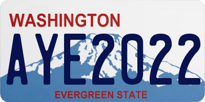 WA license plate AYE2022