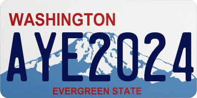 WA license plate AYE2024