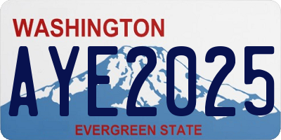 WA license plate AYE2025