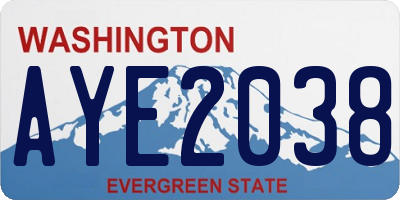WA license plate AYE2038