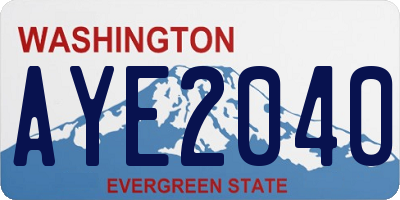 WA license plate AYE2040