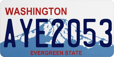 WA license plate AYE2053
