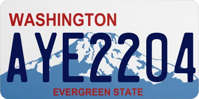 WA license plate AYE2204