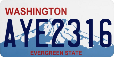 WA license plate AYE2316