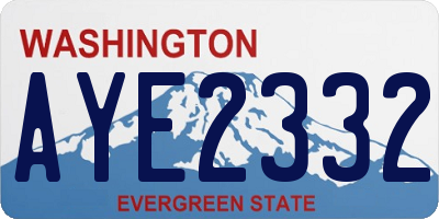 WA license plate AYE2332