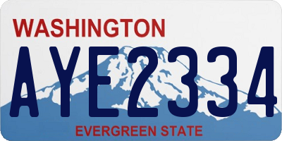 WA license plate AYE2334