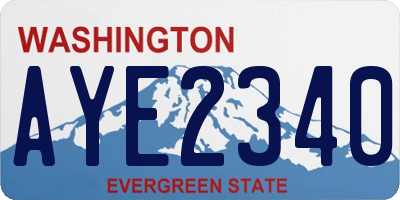 WA license plate AYE2340